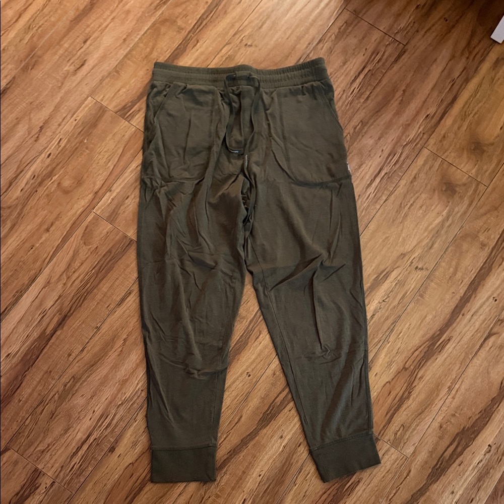Men's Olive Green Jogger Pants - Casual Drawstring Lounge Pants
